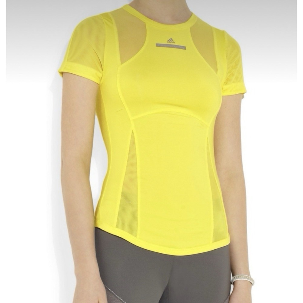 Stella McCartney X Adidas Running Top Womens Size XS Bright Yellow Mesh Panels
